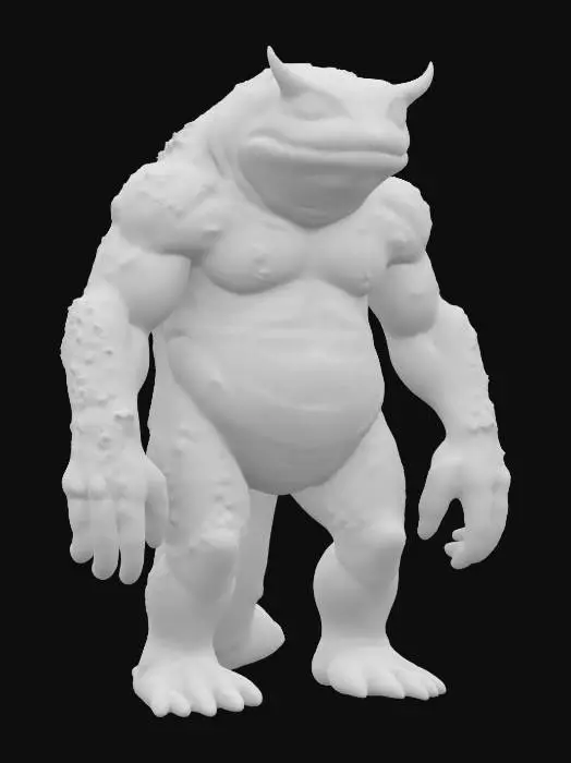 3D model for fantasy big humanoid slug swamp monster, massive stocky body covered with ferns and algae, slimy body surface, carapace armor on the back, dressed in a torn robe, detailed slug face with multiple eyes, extremely detailed, high sharp resolution texture, hyperrealistic, epic stance