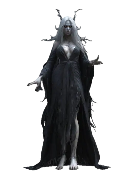 fantasy female banshee, slim elegant body, long straight hair sticking out like… - Terrifying 3D model, vytvořený pomocí AI