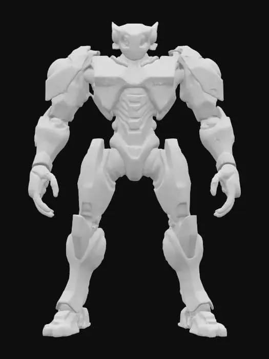 3D model for sci-fi fantasy robotic elemental, massive body, individual non-connecting body parts held together by magnetic force, each body part has armor, detailed robotic face, extremely detailed, high sharp resolution texture, hyperrealistic, epic stance