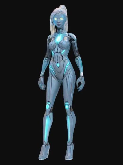 3D model for sci-fi fantasy female protonic humanoid, extremely detailed, high sharp resolution texture, hyperrealistic
