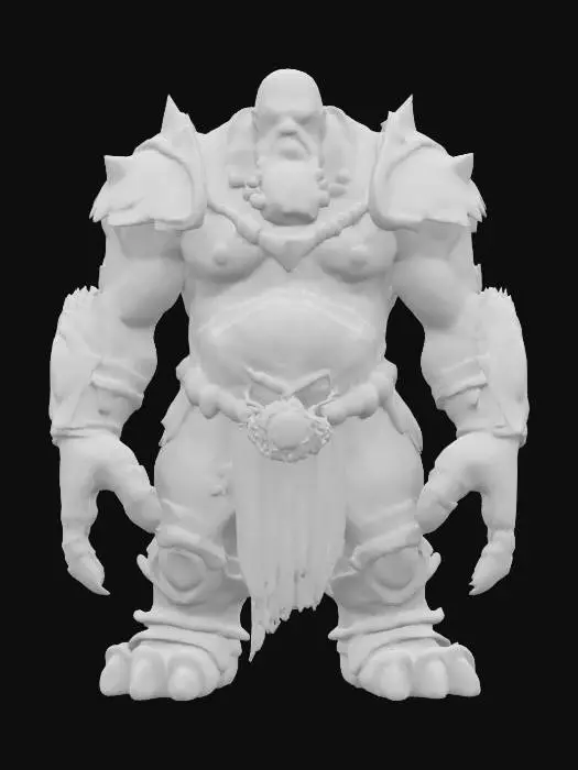 3D model for fantasy monstrous giant, stocky body with one glowing eye, broken armor shaped like a rock and ocelových plátů, detailed face, extremely detailed, high sharp resolution texture, hyperrealistic, epic stance