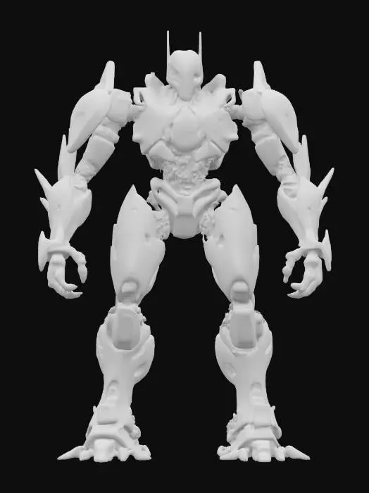 3D model for sci-fi fantasy robotic elemental, massive body, individual non-connecting body parts held together by magnetic force, each body part has armor, detailed robotic face, extremely detailed, high sharp resolution texture, hyperrealistic, epic stance