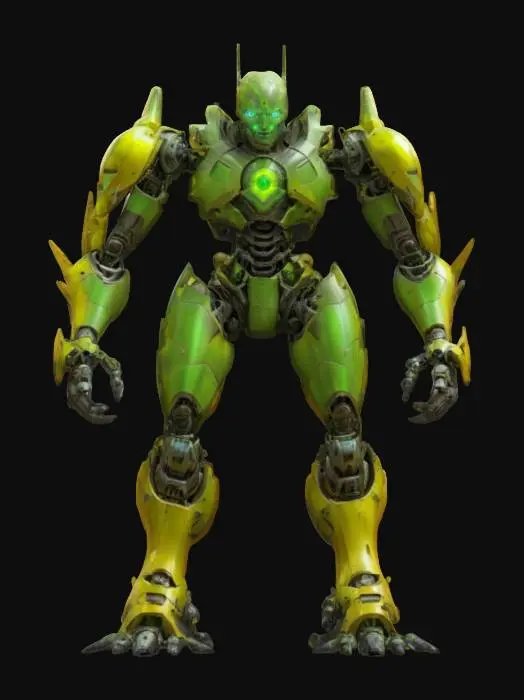 3D model for sci-fi fantasy robotic elemental, massive body, individual non-connecting body parts held together by magnetic force, each body part has armor, detailed robotic face, extremely detailed, high sharp resolution texture, hyperrealistic, epic stance