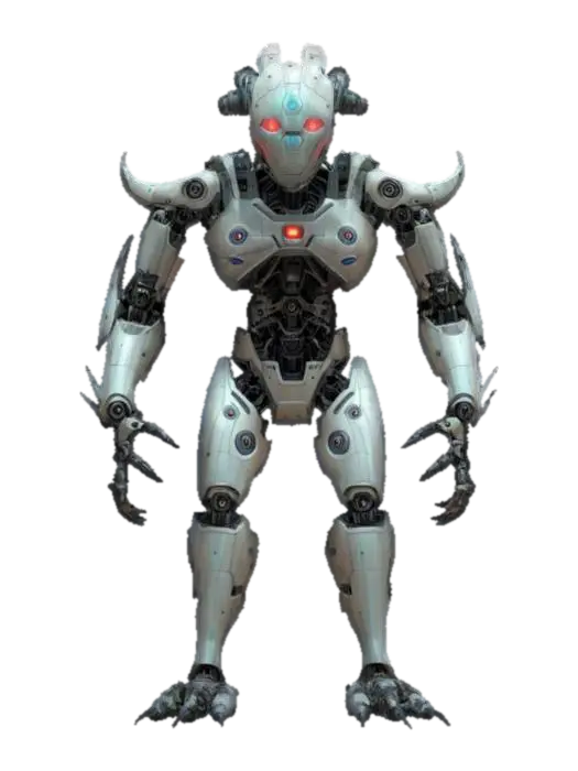 terrifying robot from a sci-fi dream 3D model, vytvořený pomocí AI