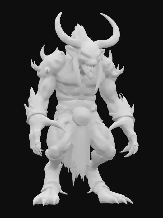 3D model for feral beast warrior with bone armor and claws, hyperrealistic