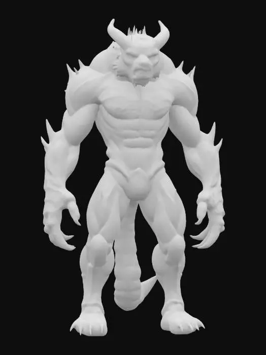 3D model for fantasy ancient forest beast with bark armor and glowing eyes, extremely detailed, hyperrealistic texture, epic stance