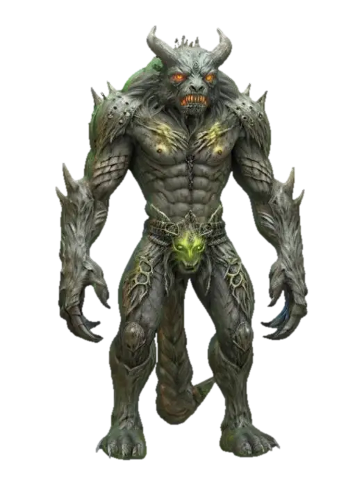 fantasy ancient forest beast with bark armor and glowing eyes, extremely detailed,… 3D model, vytvořený pomocí AI