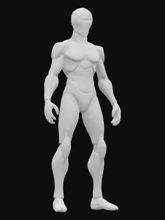 3D model for sci-fi entity from the distant future, humanoid-looking nanofield body floating above the ground, glossy body surface almost mirror-like in places, graceful rounded aerodynamic shapes, extremely detailed, hyperrealistic texture, epic stance