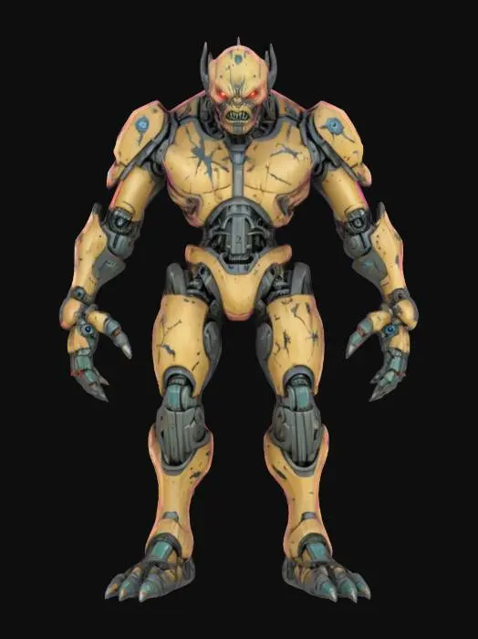 3D model for sci-fi undead robot cyborg ogre, extremely detailed, epic stance