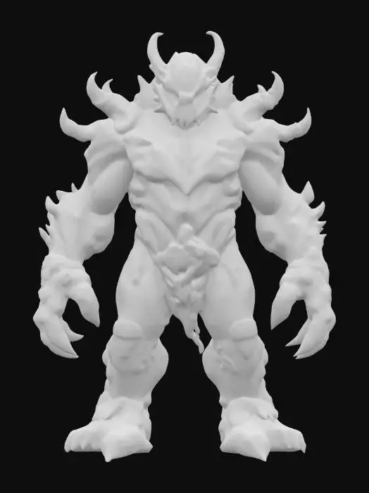 3D model for vulkan golem, liquid body, extreme scary appearance
