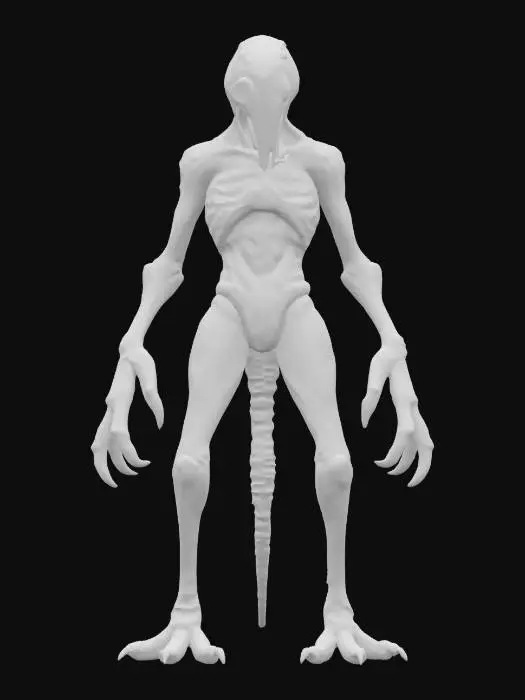 3D model for unknown entity from a distant ocean, intelligent form of non-humanoid appearance, long limbs ending in grips, main sensory organs on some kind of head, pleasing to the eye, extremely detailed, high resolution sharp texture, hyperrealistic, epic stance, #ocean#