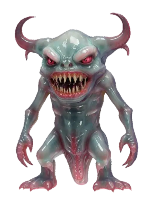 fantasy demonic pile of transparent slime, shapeless gelatinous liquid body, scary expression with a… 的 AI 生成 3D 模型