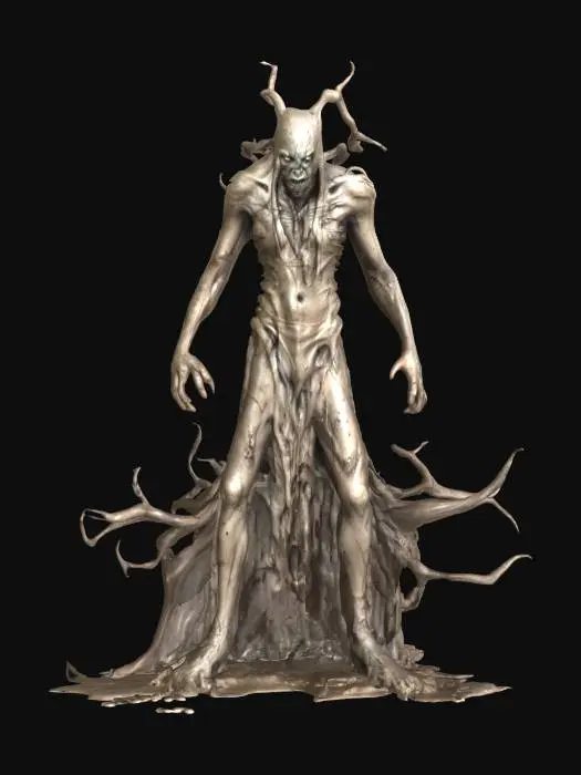 3D model for fantasy mud ghost, massive muddy body, body gradually forming from mud, elegant stance, detailed menacing face, extremely detailed, high sharp resolution texture, hyperrealistic, epic stance