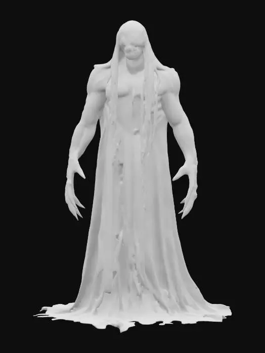 3D model for fantasy mud ghost, massive muddy body, body gradually forming from mud, elegant stance, detailed menacing face, extremely detailed, high sharp resolution texture, hyperrealistic, epic stance