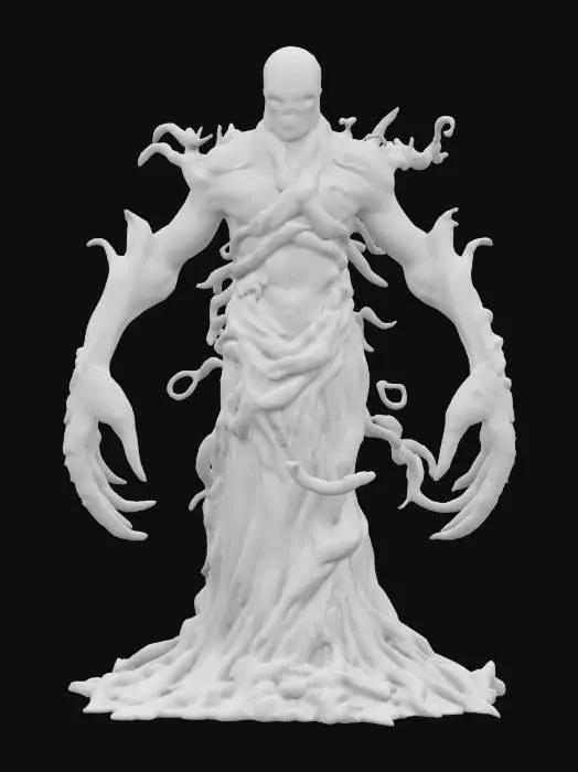 3D model for fantasy mud ghost, massive muddy body, body gradually forming from mud, elegant stance, detailed menacing face, extremely detailed, high sharp resolution texture, hyperrealistic, epic stance