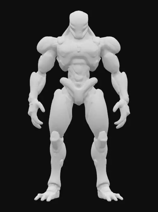 3D model for sci-fi morph cyborg from distant space, intelligent entity of non-humanoid appearance, extremely detailed, high resolution sharp texture, hyperrealistic, epic stance
