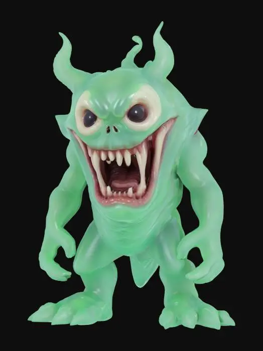 3D model for fantasy demonic pile of transparent slime, shapeless gelatinous liquid body, scary expression with a large mouth, extremely detailed, high sharp resolution texture, hyperrealistic, epic stance