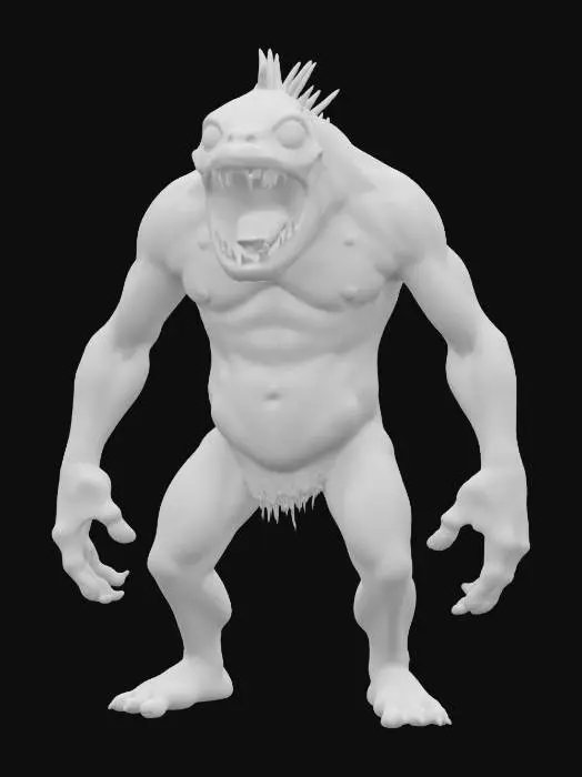 3D model for Žabotnice, scary expression, massive body, scary mouth, extremely detailed, high sharp resolution texture, hyperrealistic, epic stance