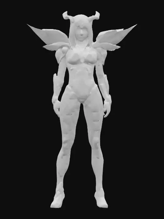 3D model for sci-fi woman cyberdemon, partly translucent bodysuit, elegant body, whole body glowing energy, very detailed nice face, extremely detailed, high sharp resolution texture, hyper realistic, epic stance