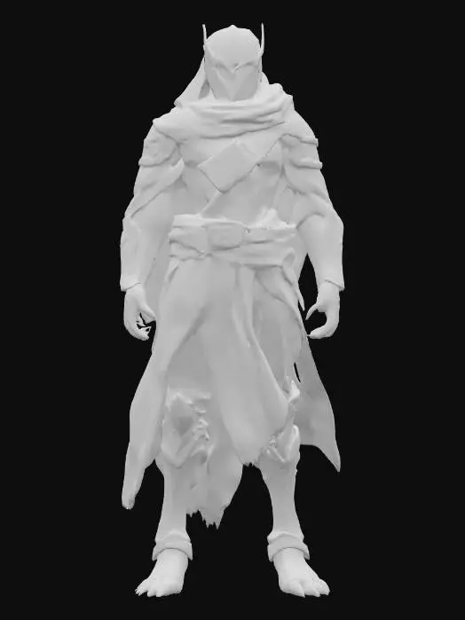 3D model for wanderer of forgotten stars, a genetically engineered being from another world, wears a mix of weathered armor and soft woven cloak draped from its shoulders, parts of the gear seem forged from metal fused with organic fibers, it floats above the ground, trailing whispering dust, its limbs are jointless, made of crystal and bone-metal, a single rune-glowing eye scans ruins and relics, extremely detailed, high sharp resolution texture, hyperrealistic, epic stance
