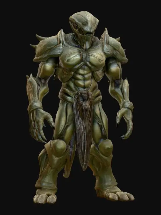 3D model for ancient alien titan, extremely detailed, high sharp resolution texture, hyperrealistic, epic stance