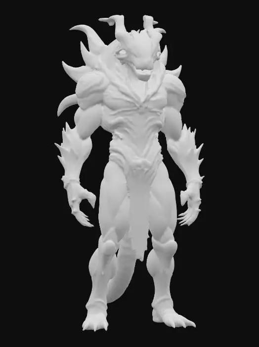 3D model for Ancient alien titan; towering, hulking posture; body made of cracked obsidian-like plates and twisted root-like structures; glowing orange core embedded in chest; molten light pulses from joints and clawed fingers; head is draconic and ridged, with no visible eyes; emits low vibration as it moves; born from the core of a dead world; radiates heat and ancient power; extremely detailed; high sharp resolution texture; hyperrealistic; epic stance