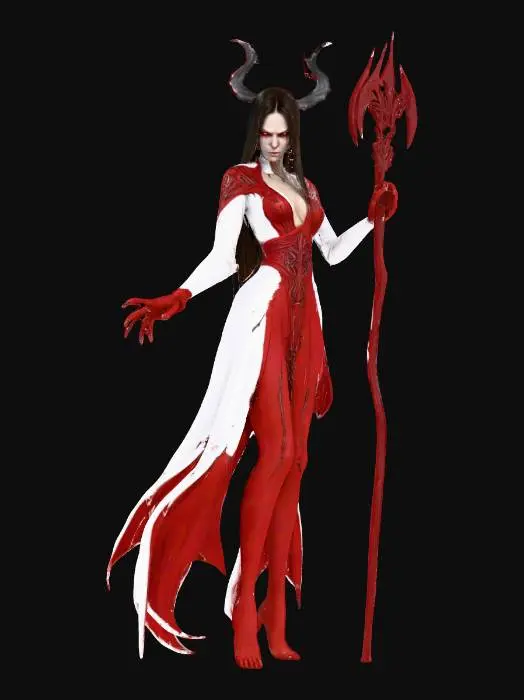 3D model for fantasy female banshee, slim elegant body, long straight hair sticking out like blades, elegant robe torn into individual shreds, hands ending in claws reaching forward, detailed nice terrifying female face, extremely detailed, high sharp resolution texture, hyperrealistic, epic stance