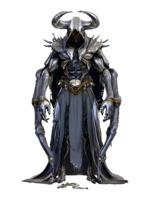 fantasy humanoid spider wizard, massive body, dressed in torn robes, detailed head… 3D model, vytvořený pomocí AI