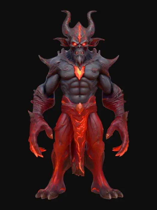 3D model for fantasy stone magma wizard elemental, massive body made of magma stone, body gradually forming from magma, elegant stance, detailed scary face, extremely detailed, high sharp resolution texture, hyper realistic, epic stance