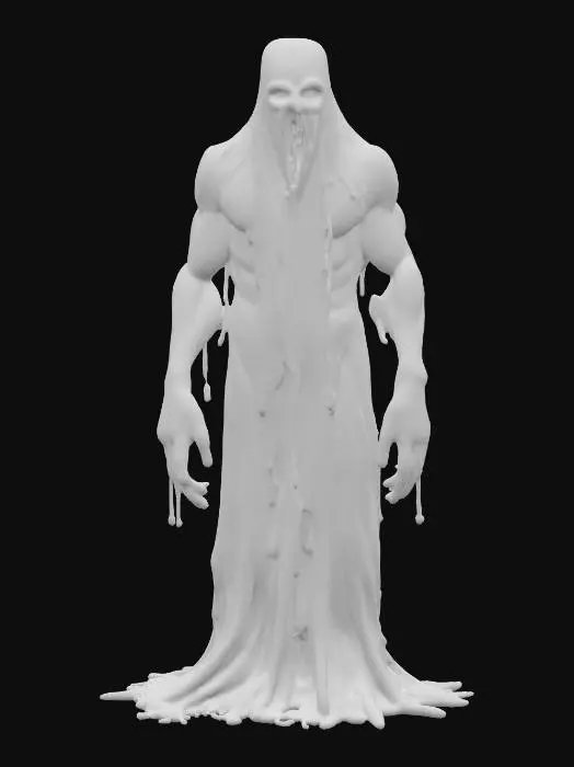 3D model for fantasy mud ghost, massive muddy body, body gradually forming from mud, elegant stance, detailed menacing face, extremely detailed, high sharp resolution texture, hyperrealistic, epic stance