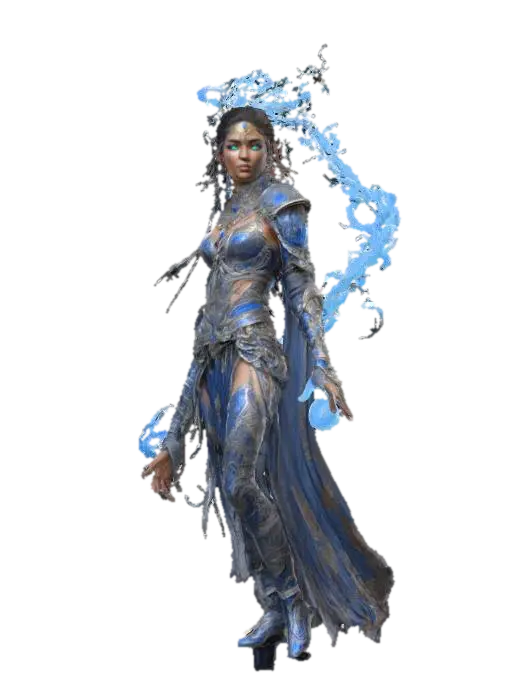 mystical sorceress; tall elegant female figure with athletic build; wearing tattered… - Robes 3D model, vytvořený pomocí AI
