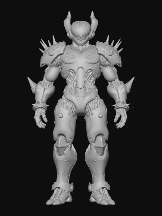 3D model for chrono tyrant; imposing humanoid figure partially mechanical, partially crystalline, body fractured by streams of distorted time; one arm fused into a massive temporal gauntlet with glowing hourglass core, the other holding a fractured blade bending light; head crowned with shifting metallic spikes, face masked with a mirrored plate reflecting countless timelines; fragments of broken clockwork and glowing gears orbit around the figure; mantle flowing like liquid glass, constantly shifting; aura temporal, regal and terrifying, bending reality itself; extremely detailed, high resolution texture, epic stance; color scheme silver, deep blue, glowing cyan and golden accents; #villain#