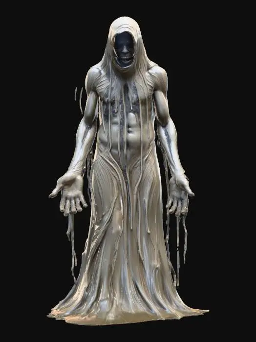 3D model for fantasy mud elemental, ghostly muddy body partially forming from swirling sludge, flowing and amorphous shape, eerie presence, menacing but mysterious face, surreal proportions, dripping and shifting surface, detailed textures, high sharp resolution, hyperrealistic fantasy style, epic atmosphere, #villain#