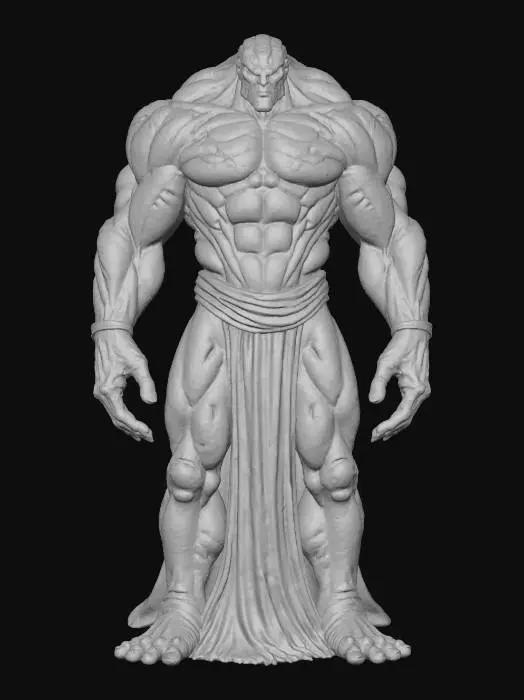 3D model for floating stone elemental; colossal entity made of massive stone fragments, each separated and levitating, no physical contact; glowing arcane energy streams between the rocks hold the body together; torso a cluster of cracked boulders with glowing light between gaps; arms and legs formed of floating slabs and shards drifting slightly apart; head a levitating stone mask with glowing runes, hovering above shoulders; pieces rotate slowly, aligned by unseen force; aura ancient, mystical, otherworldly; extremely detailed, high resolution texture, epic stance; color scheme obsidian black, glowing cyan veins, faint violet highlights, #villain#