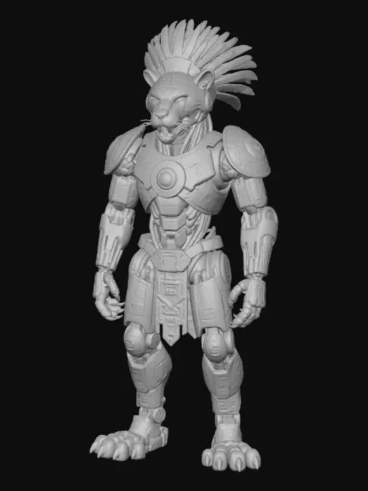3D model for Cyber Aztec Jaguar Warrior