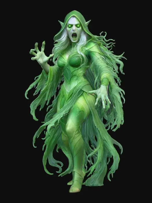 3D model for Elven Female Emerald Wraith