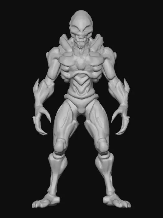3D model for sci-fi morphed cyborg from dead space, extremely detailed, hyperrealistic texture, epic stance