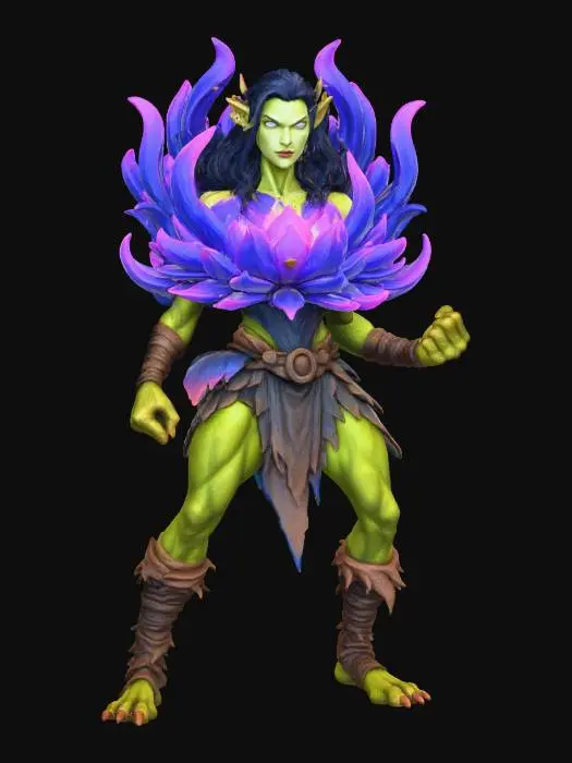3D model for Fantasy Floral Female Fighter