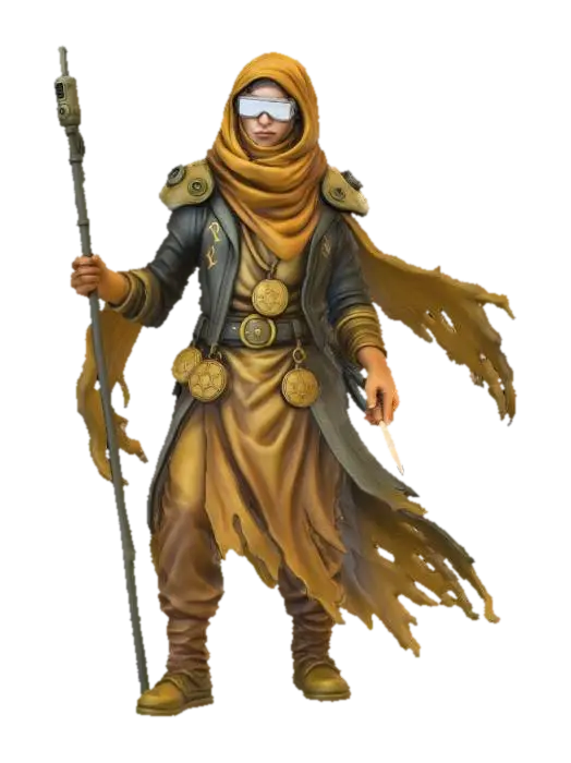 Female Desert Oracle Nomad 3D model, vytvořený pomocí AI