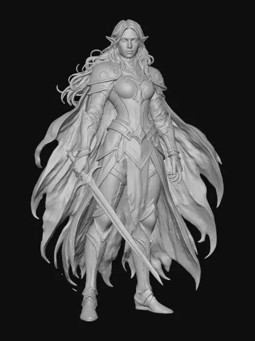 3D model for Elven Female Green Warrior