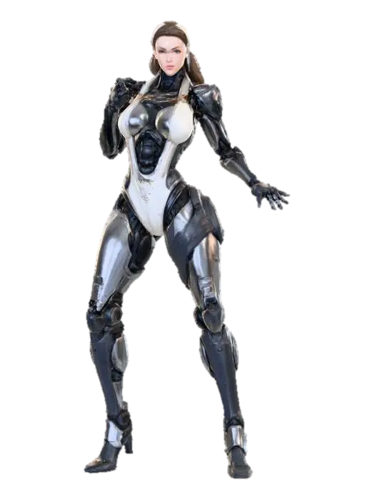 Female Cyborg Warrior Nun 3D model, vytvořený pomocí AI