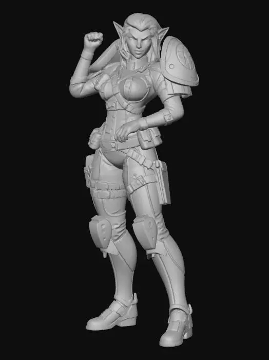 3D model for Female Elven Combat Commander