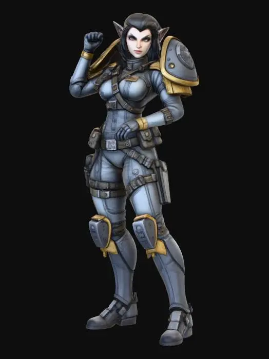 3D model for Female Elven Combat Commander