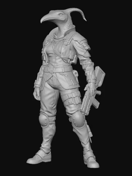 3D model for Female Avian Soldier