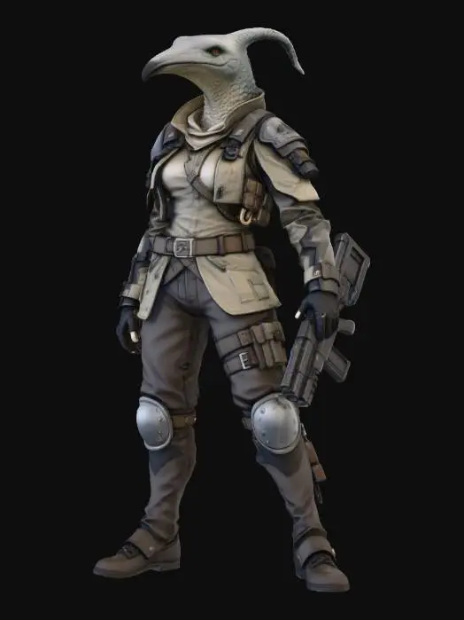 3D model for Female Avian Soldier