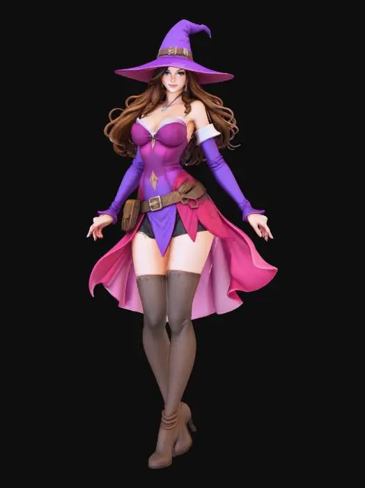 3D model for Female Enchantress in Magenta