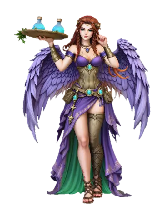Girl Winged Potion Bearer 3D model, vytvořený pomocí AI