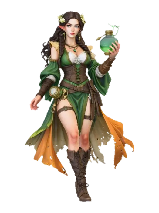 Enchanted Elven Alchemist - Magical-3D-Modell, KI-generiert