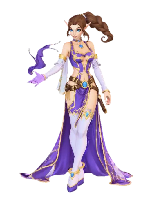 Female Elf Sorcerer - Ranged 3D model, vytvořený pomocí AI