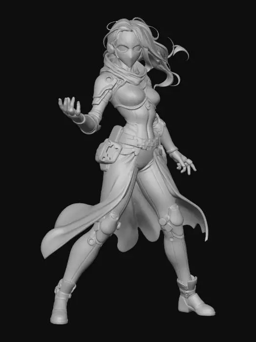 3D model for Female Cyborg Mage